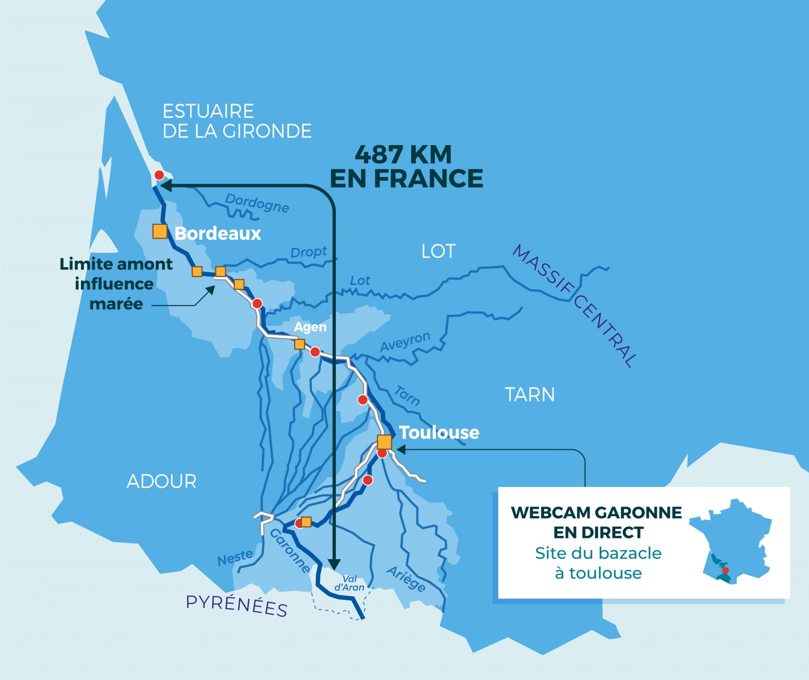 Carte bassin de la Garonne